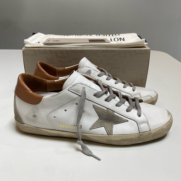 Golden Goose Superstar Sneaker in White Leather/Light Brown size 41 New in Box - Picture 3 of 14